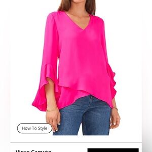 Vince Camuto 3/4 Flutter Sleeve V-Neck Crisscross Front Tunic size small